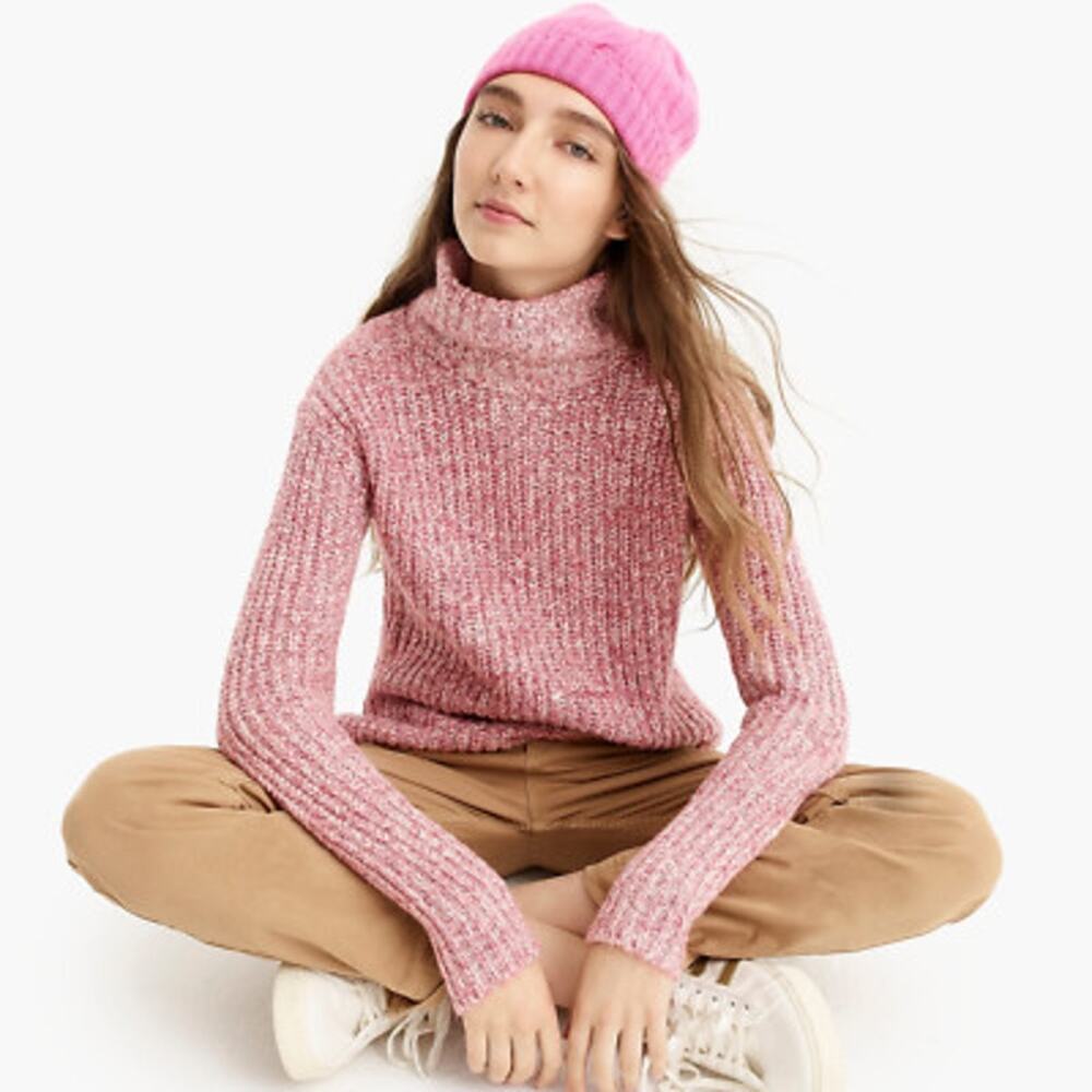 J. Crew Point Sur Guava Berry Pink Red Cropped Turtleneck Sweater Women's Small